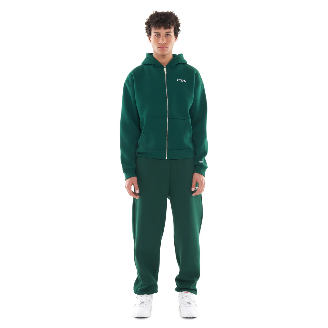 ZIP-UP DARK GREEN TRACKSUIT FOR MEN AND WOMEN